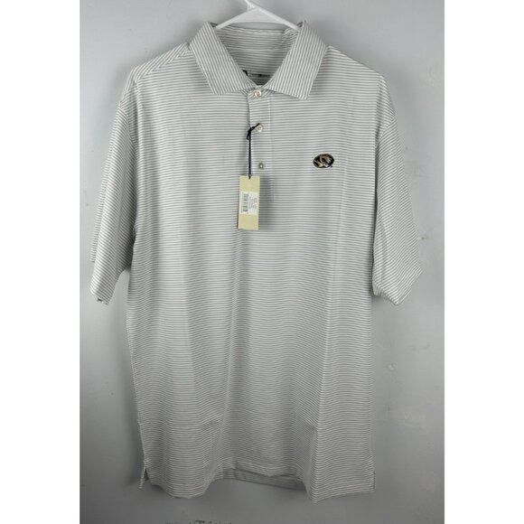 Onward Reserve Mens L Mizzou Tigers White Gray Stripe Polo Shirt New Missouri - Picture 1 of 10